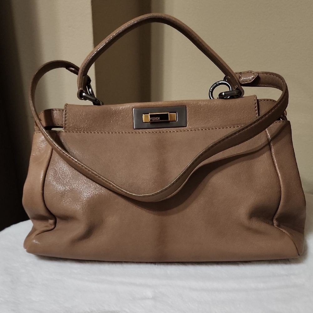 Fendi Tan Shoulder Bag with Soft Leather and Elegant Silver Hardware